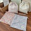 Forest Style Handmade Floral Cotton Drawstring Bag Vintage Storage Pouch For Underwear Travel Organizer Pouch