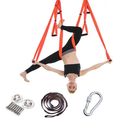 Complete Set of Aerial Yoga Hammock 6-handle Non-elastic Hong Kong-style Reverse Gravity Fitness Hammock with Extension Strap Suspension Plate