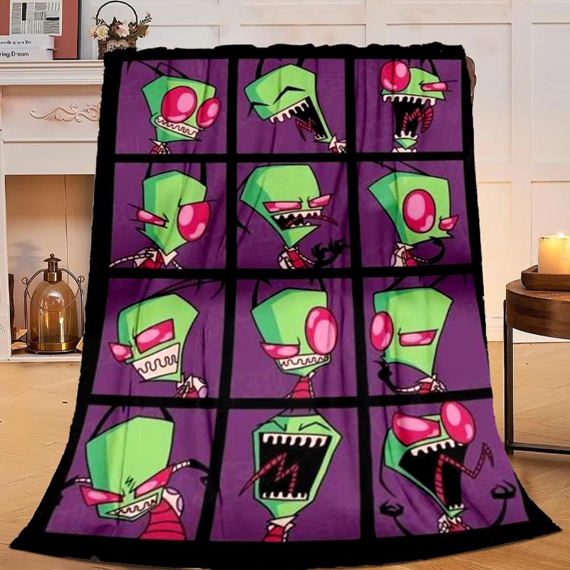1PC Alien Invasion Pattern Flannel Blanket Gift, Suitable for Both Men And Women, Soft Ideal for Beds And Sofa, Birthday Or Christmas Gift