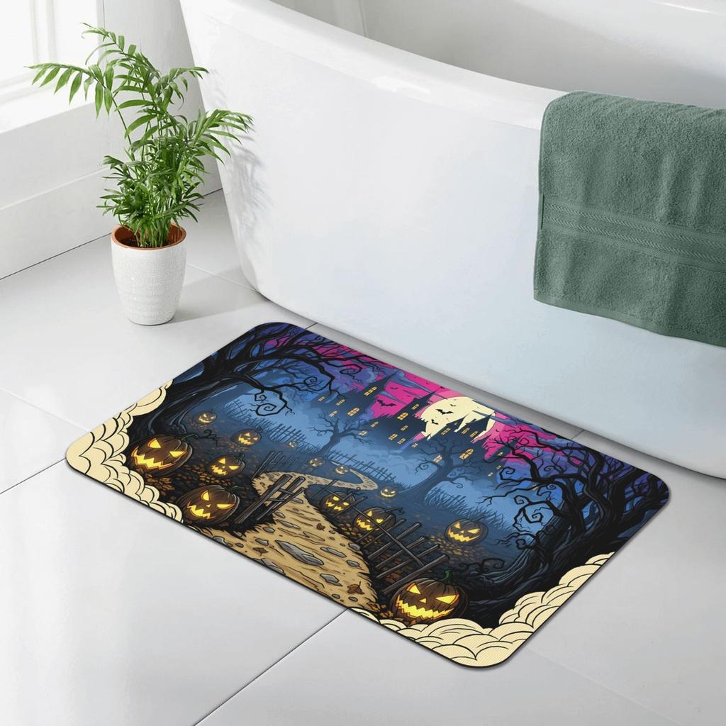 1PC Halloween Pattern Kitchen Rug Non-Slip Door Mat Pop design Bathroom Rug Bath Mat Carpet for Home Sink Laundry Decor