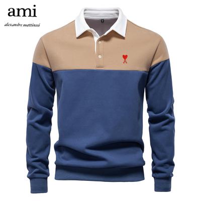 AMI Bestickt Frühling Neu Langarm Rollkragen Sweatshirt Herren Große Größe Hohe Qualität Lässig Herren Sweatshirt