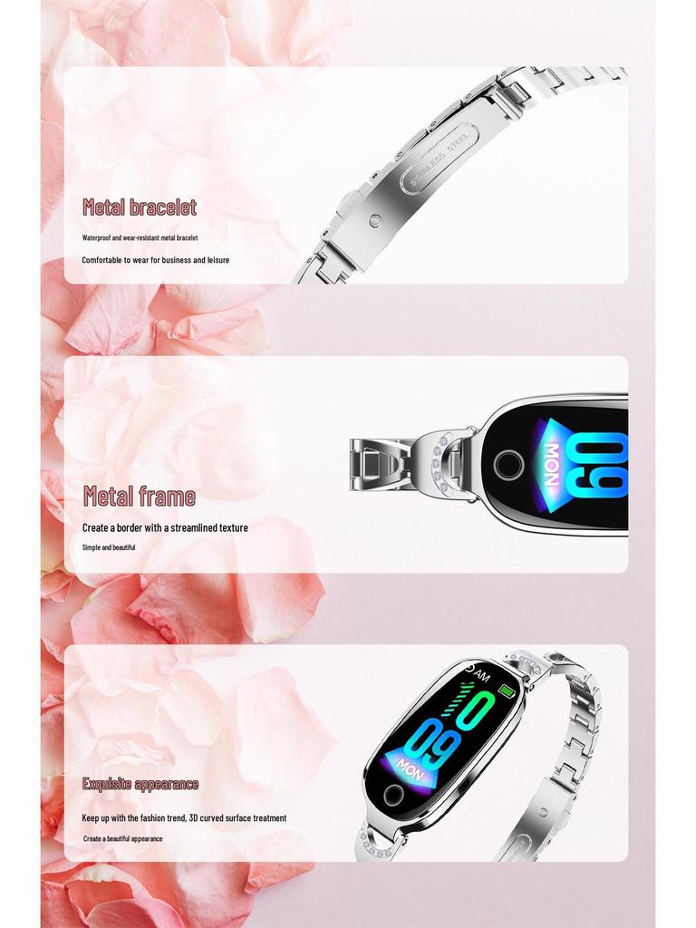 F81 Women's Smartwatch: Glucose, Blood Pressure, Heart Rate, Temperature Monitor with Pedometer & Call Alerts