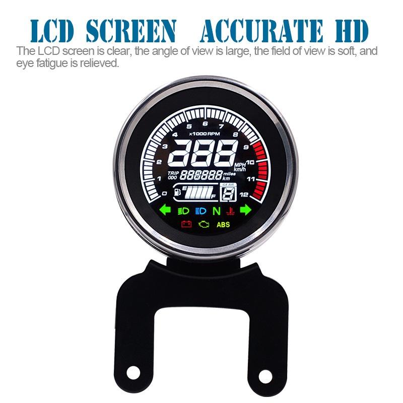 Multifunction Motorcycle Tachometer Meter LED Backlight LCD Motorcycle Speedometer Digital Level