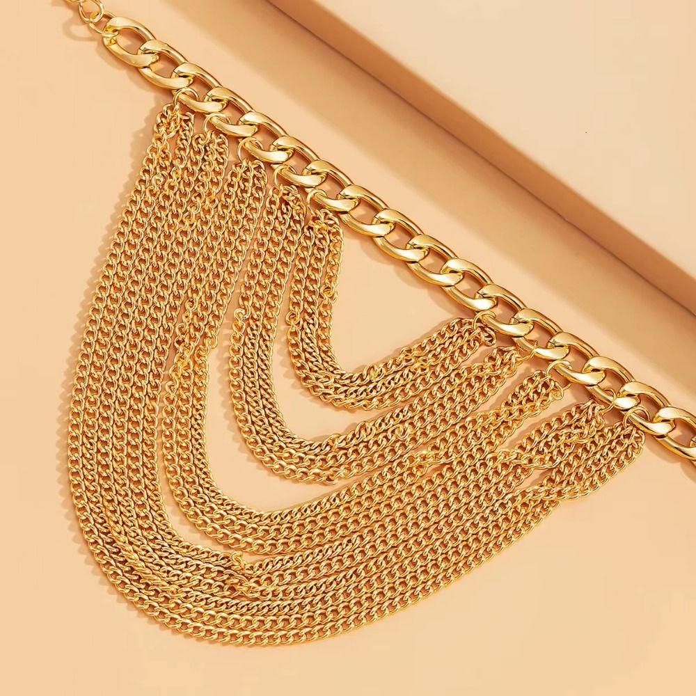 Long Tassel Punk High Heels Anklet Metal Chain Punk Layered Anklet Chains Wedding Party