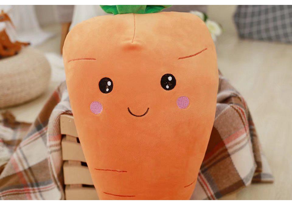 Smiling Face Down Cotton Carrot Hug Pillow Plush Toy for Kids Girls Birthday