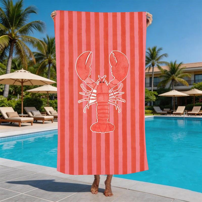 Watermelon Slice Beach Towel Pink Striped Summer Fruit Theme Soft Microfiber Towel For Beach Picnic Poolside Relaxation