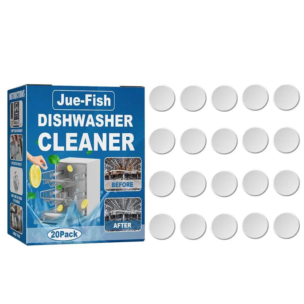

20PCS Dishwasher Cleaner Strong Oil Stain Odor Removal Descaling Detergent Tablets Kitchen Deep Cleaning Tools Washing Machi 1 box of 20 tablets
