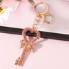 Keychain Pendant Rhinestones Inlaid Heart Key Design Key Chain with Anti-Oxidation Lobster Clasp Backpacks Accessory