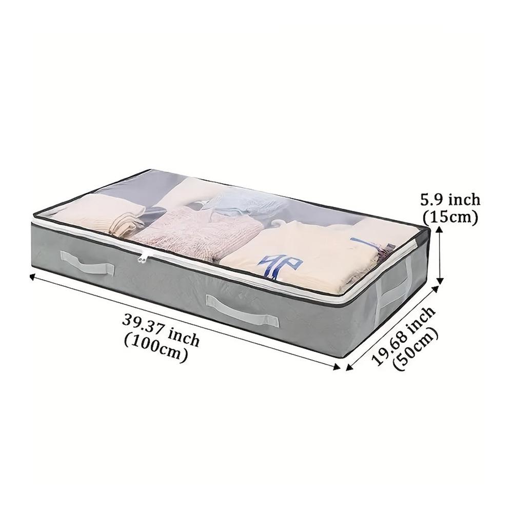

Under-Bed Dustproof Storage Bag with Reinforced Handles for Quilts and Clothes 100cm*50cm*15cm серый