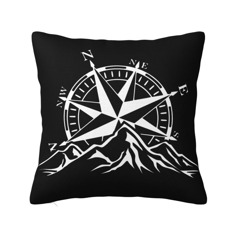 Mountain Adventure Compass Pillow Decorative Modern Cushion Cover Velvet Pillowcase
