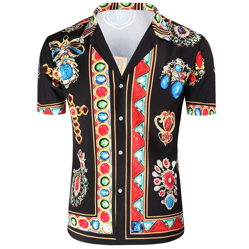 

Men s Short Sleeve Court Style Print Shirt Men Short Sleeve Print Shirt A XL