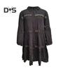 Beach Bikini Cover Up Shirt Lapel Flared Long Sleeve Single Breasted Swimsuit Coat Hollow Out Women Mid-length Shirt