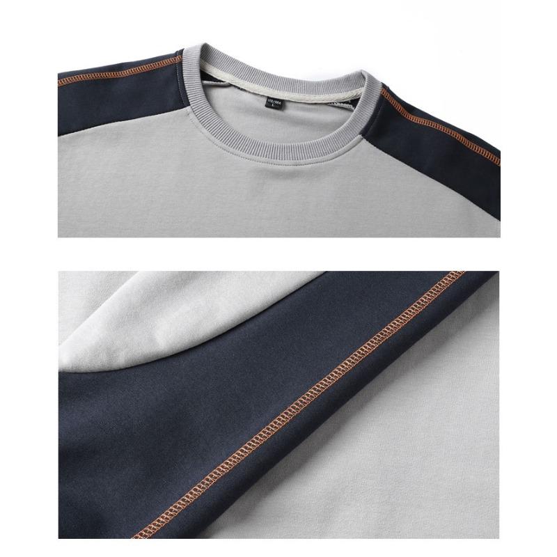Frühling Herbst Rundhals Patchwork Locker All-Match Sweatshirt Männlich Lässig Mode Pullover Unterteil Top Männer