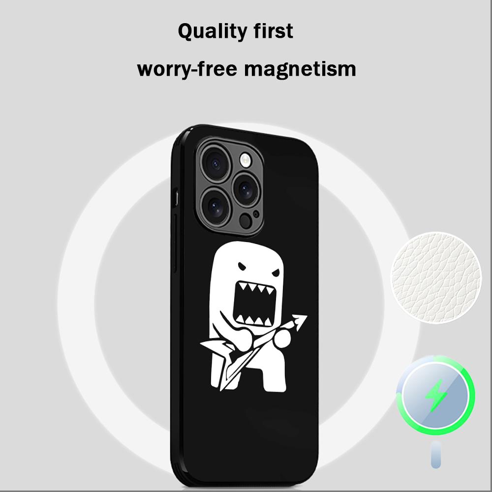 Domo kun new cute cartoon pattern Phone Case For iPhone 17 16 15 14 13 12 Plus Pro Max  High-end Luxury Magsafe Sheepskin