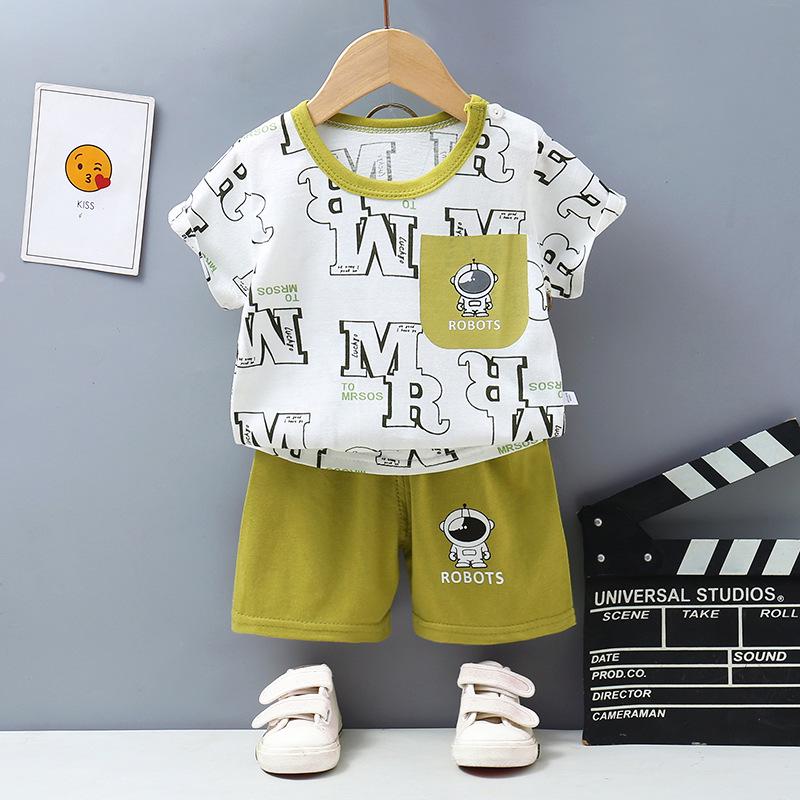 Korean Style Summer Cotton Outfit: Boys' Shorts and Girls' Short-Sleeve Set