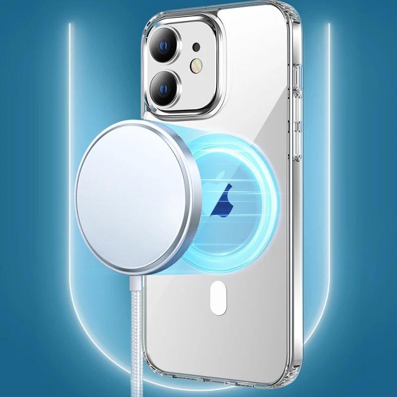 Luxury Car Phone Mount Case for iPhone 16 15 14 Plus 13 12 11 Pro Max Plus Case for MagSafe Magnetic Wireless Charger Clear Case