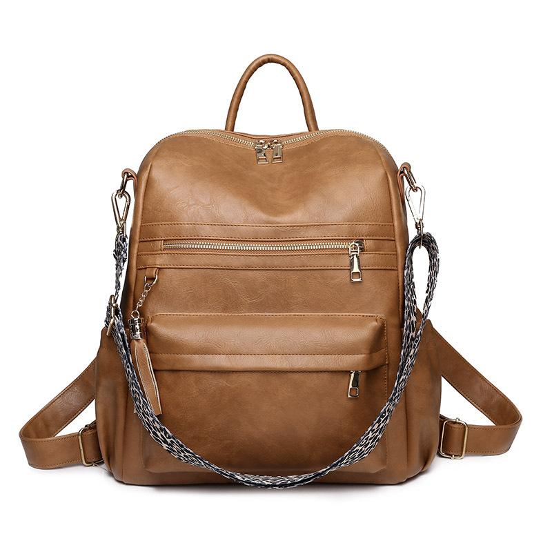 Large capacity trendy retro backpack soft leather dual-purpose shoulder bag women's backpack