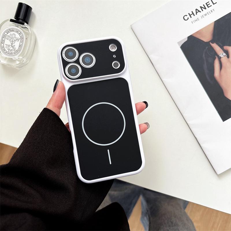 Compatible iPhone 17 Pro Max Magnetic Case - Apple 16 Pro Color Block Large Window Protective Case