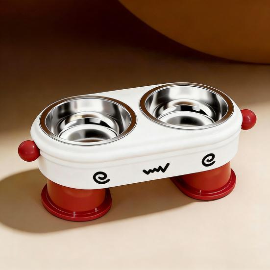 Hrănitoare ridicată pentru animale de companie cu bol interior din oțel inoxidabil rezistent la vărsare, stație 2 în 1 pentru hrană și apă pentru câini mici și medii, cățeluși