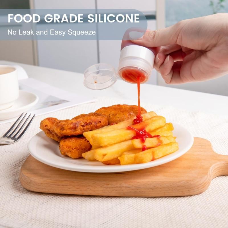 Plastic Salad Dressing Containers for Lunch Boxes Leakproof and Portable Sauce Bottles Safe Food Storage Containers