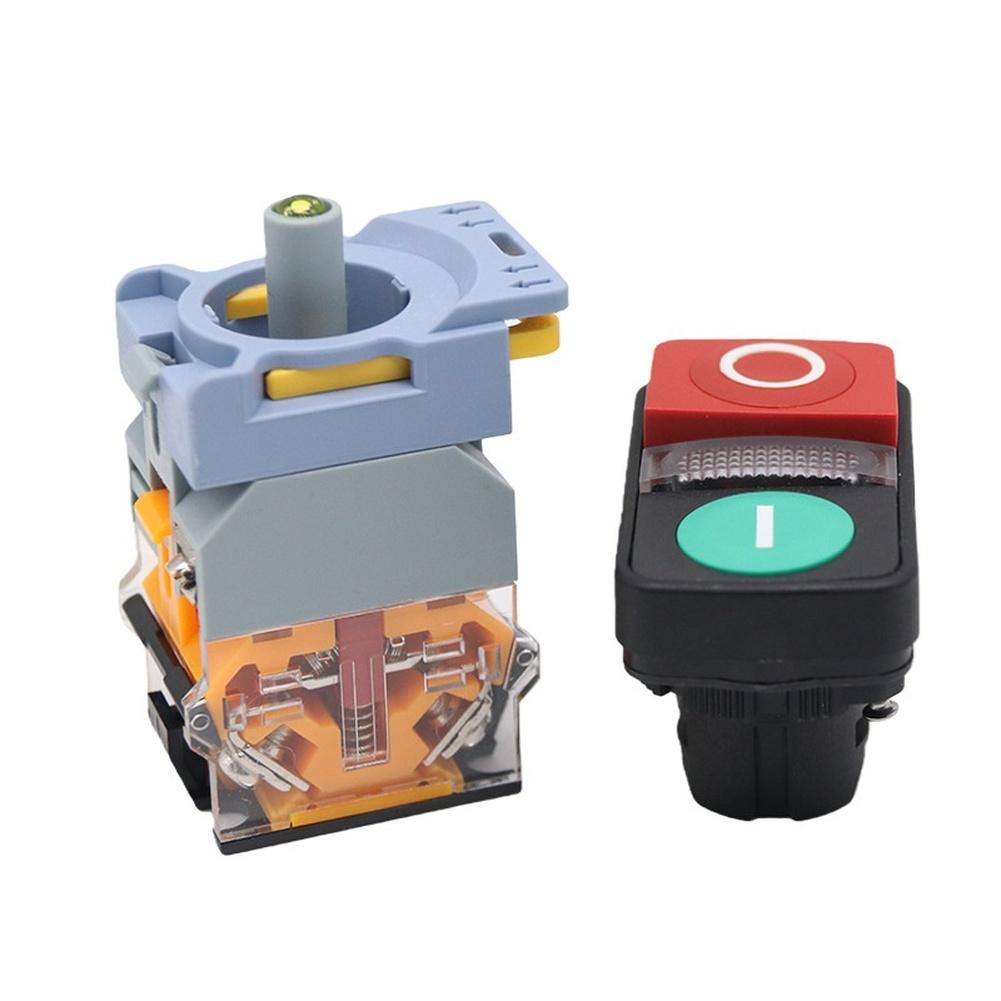 Industrial Grade 22mm Pushbutton Switch Red Green LED for 12V 24V 220V Control Panels LA155B 11D/RG ABS Housing