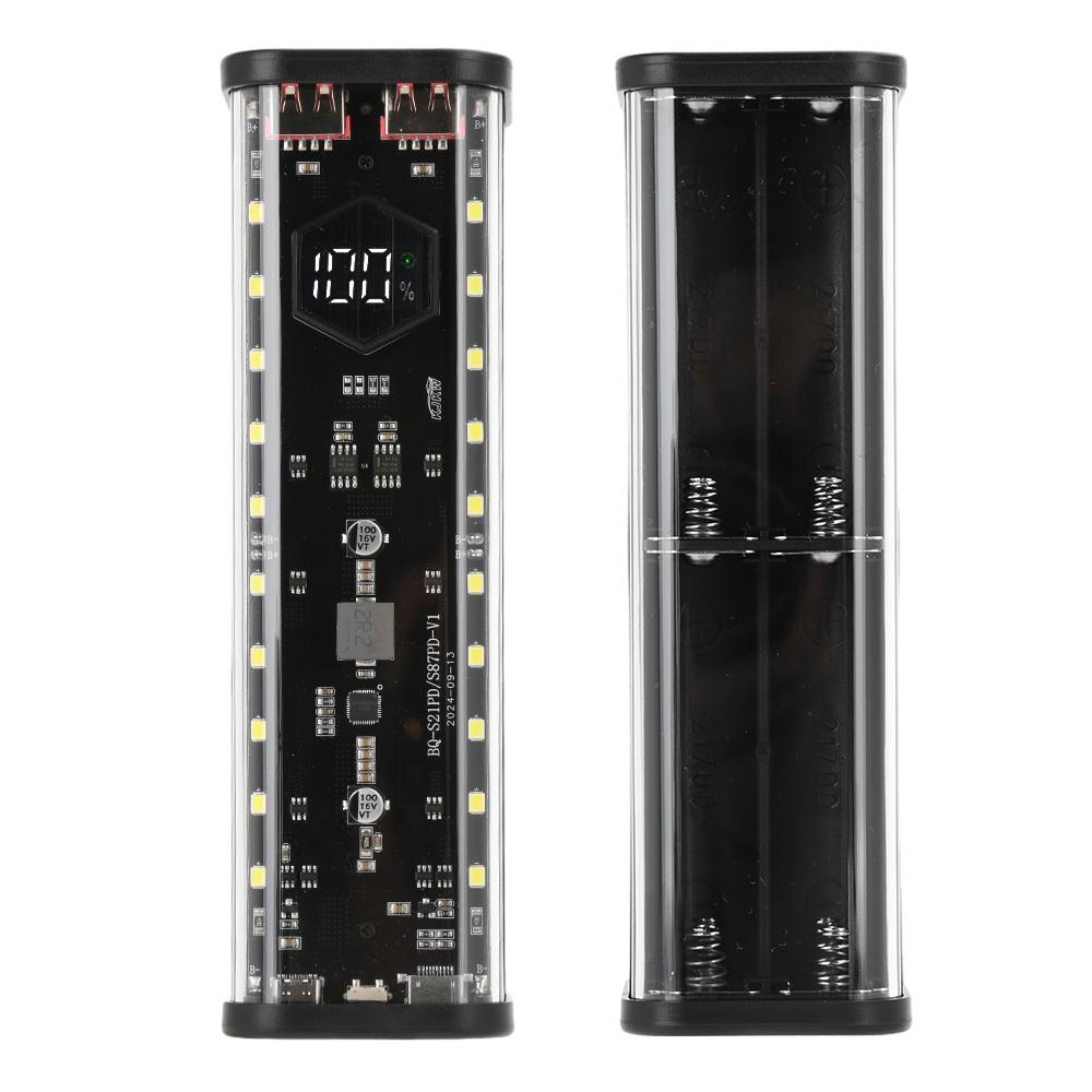 

Mech Прозрачный 8-секционный бокс для аккумуляторов 21700 DIY-комплект Быстрая зарядка Флэш-зарядка Комплект бокса для аккумуляторов Без сварки Корпус для повербанка чёрный