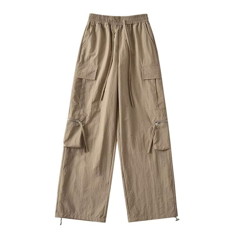 

Fashion Trendy Summer New Arrival Large Pocket Overalls Khaki M