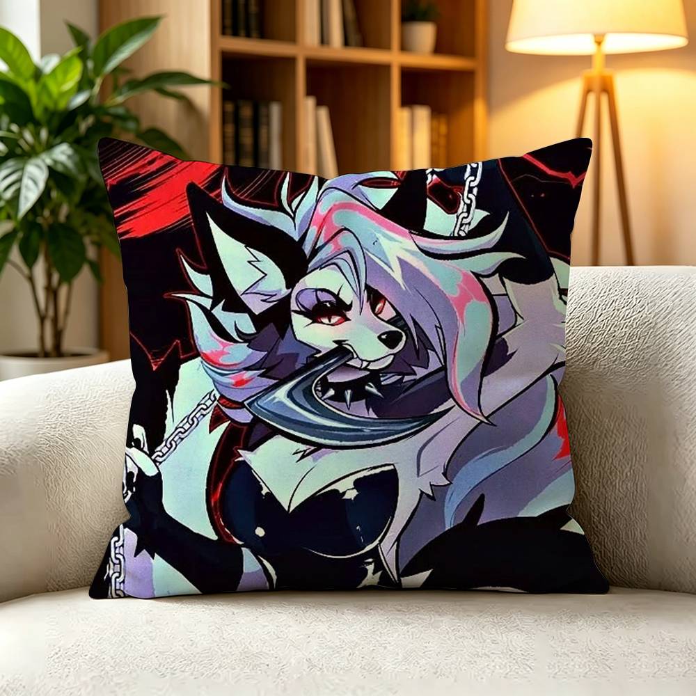 HHelluva Boss Loona Hellhound Teen Demon Pillow Case Square DoubleSided Sofa Cushion Cover Bedroom Bedside Pillow