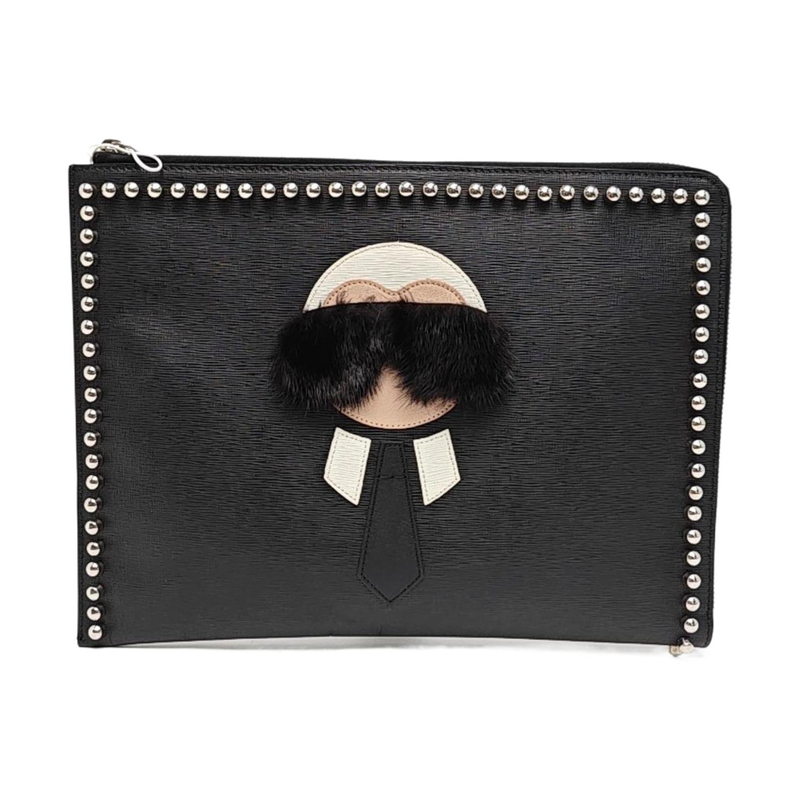 [Pre-Owned] Black Leather Clutch - Excellent #8EECL3 ONE SIZE