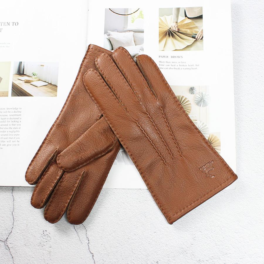 Touch Screen Genuine Leather Deer Skin Gloves For Women Retro Style Autumn and Winter Driving Warm Motorcycle Riding Gloves