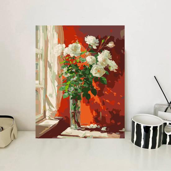 1 Set Adult DIY Oil Painting Kit with Wooden Easel DIY Paint by Number Kit Hands-on Ability Development Kit