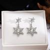 Exquisite Romantic Zircon Snowflake Tassel Dangle Earrings for Women Christmas Sweet Fashion Crystal Stud Earrings Jewelry Gifts
