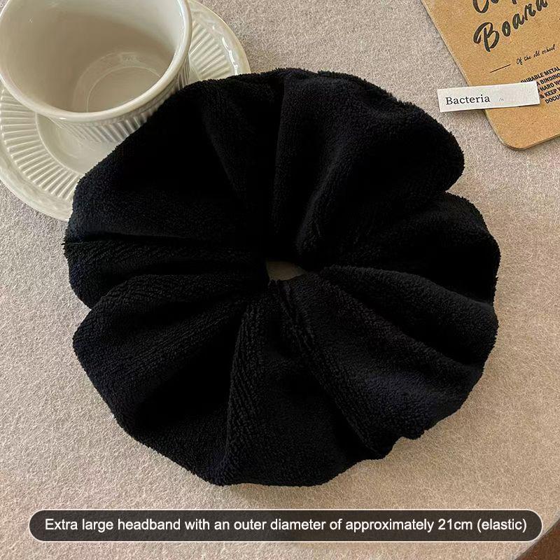 Vintage Solid Color Large Hair Scrunchies For Women Girls  High Absorbency Plush Elastic Hair Rope Sweet Hair Accessories