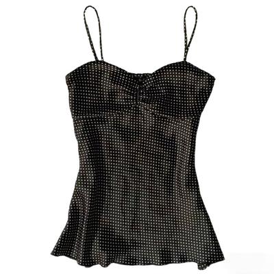 Polka Dot Sling Top Spaghetti Strap Ruched Vest French Style Sleeveless Tanks  Women