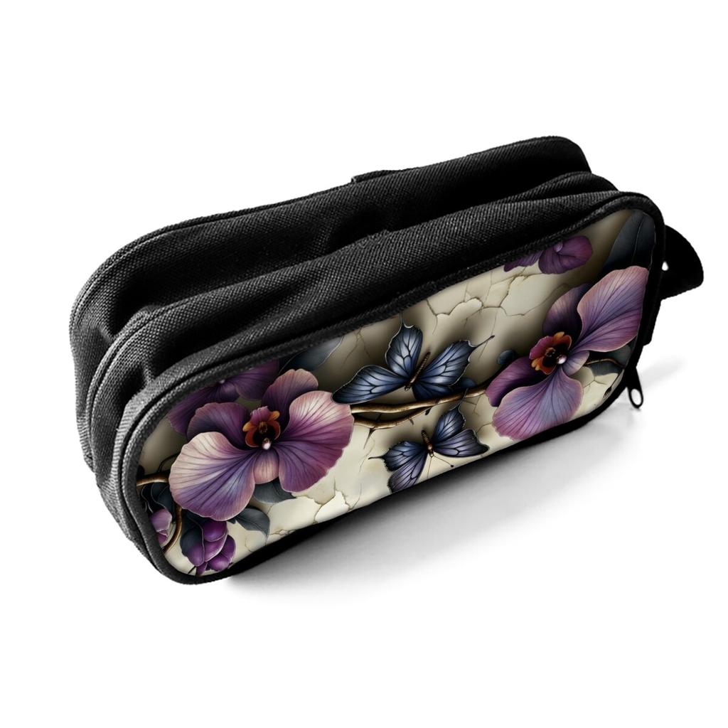 Flower Print Double Layered Pencil Case with Handheld for Boy/Girls Best Gift 3D Cartoon School Children