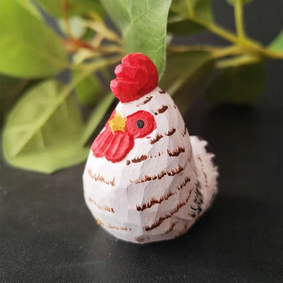 Hand-Carved Wooden Rooster Figurine Farmhouse Chicken Sculptures Rustic Animal Statue for Home Shelf Desk Kitchen Decor Gift for Chicken Lovers