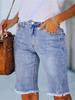 Plus Size Women's Casual Washed Blue Denim Shorts