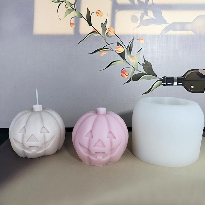Halloween Pumpkin Silicone Candle Mold 3D Evil Skeleton Crafts Resin Plaster Soap Making DIY Chocolate Ice Cube Baking Tools