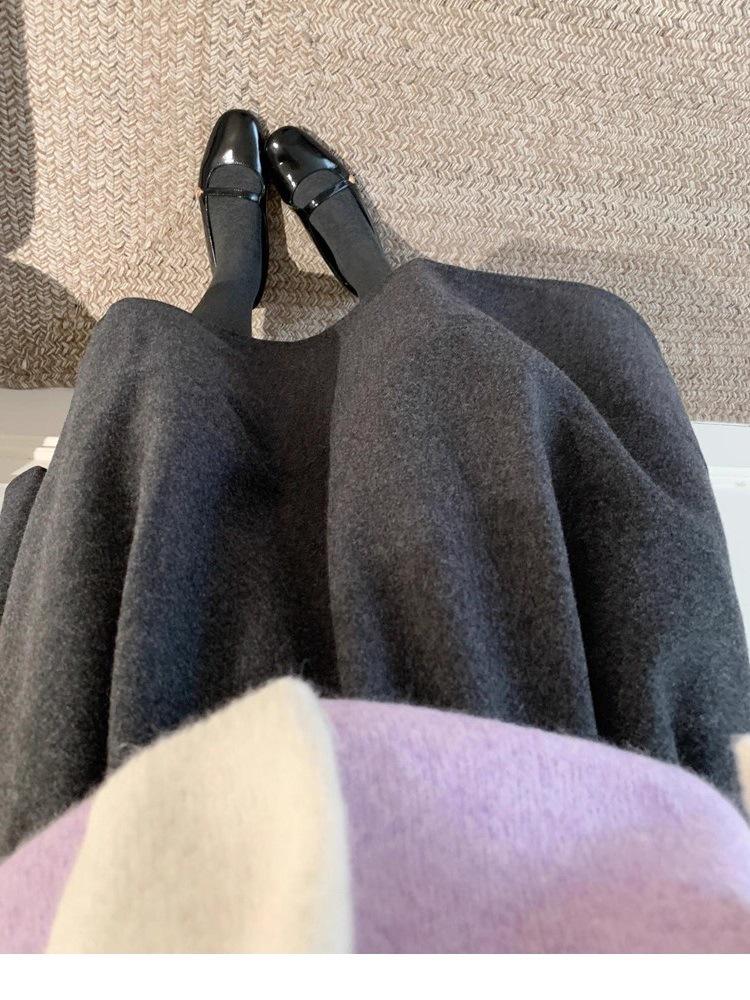 Solid Woolen A-Line Petite Midi Skirt for Women - Autumn/Winter 2025 Collection