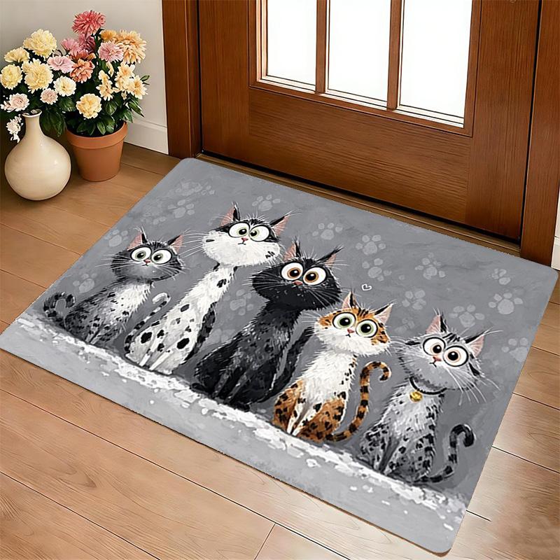 Cat Family Living Room Nonslip Area Rug Soft Carpet For Bedroom Game Playroom Sofa Office Home Decor Doormat Christmas Gift C92672