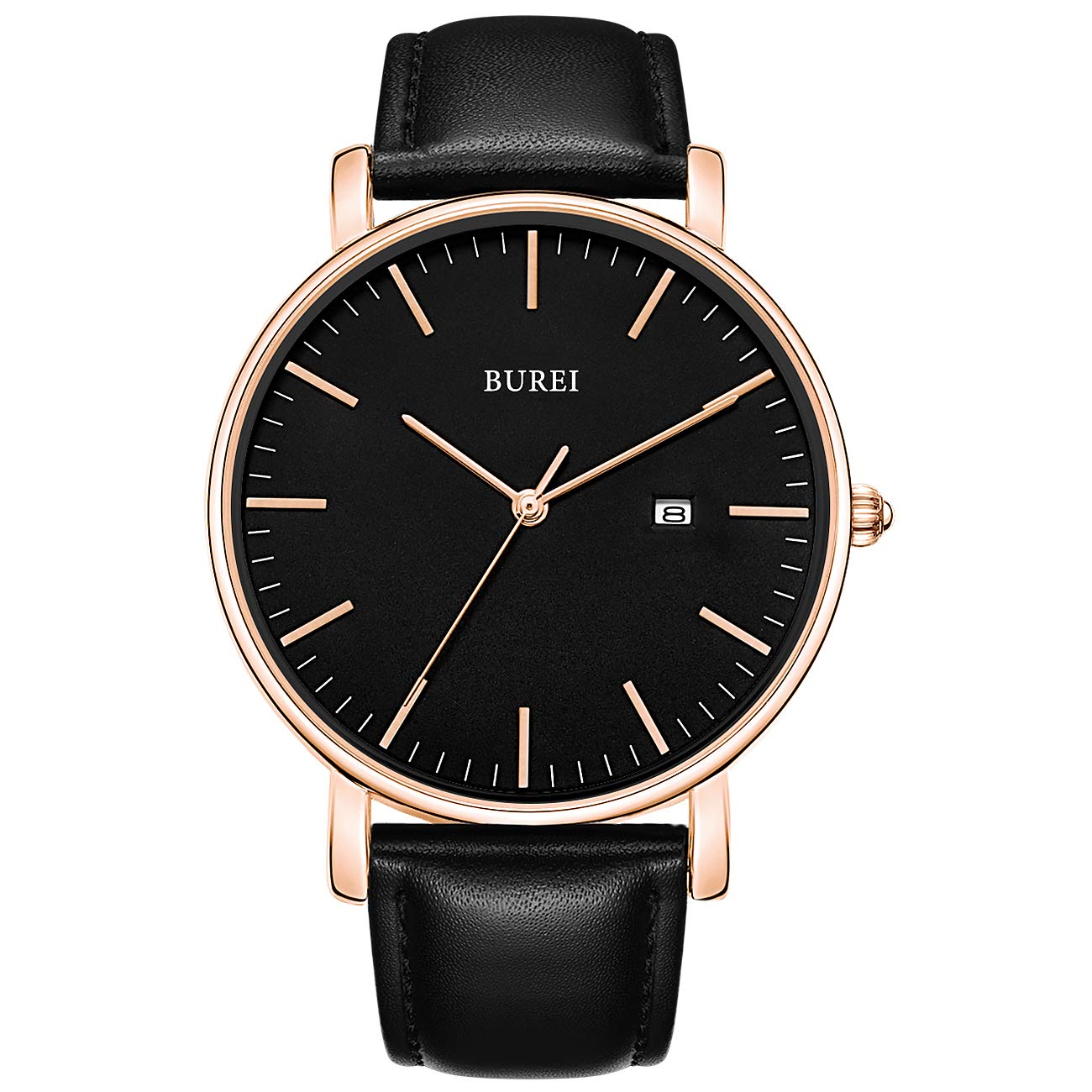 BUREI Men s Slim Leather Band Business Watch Simple Style L