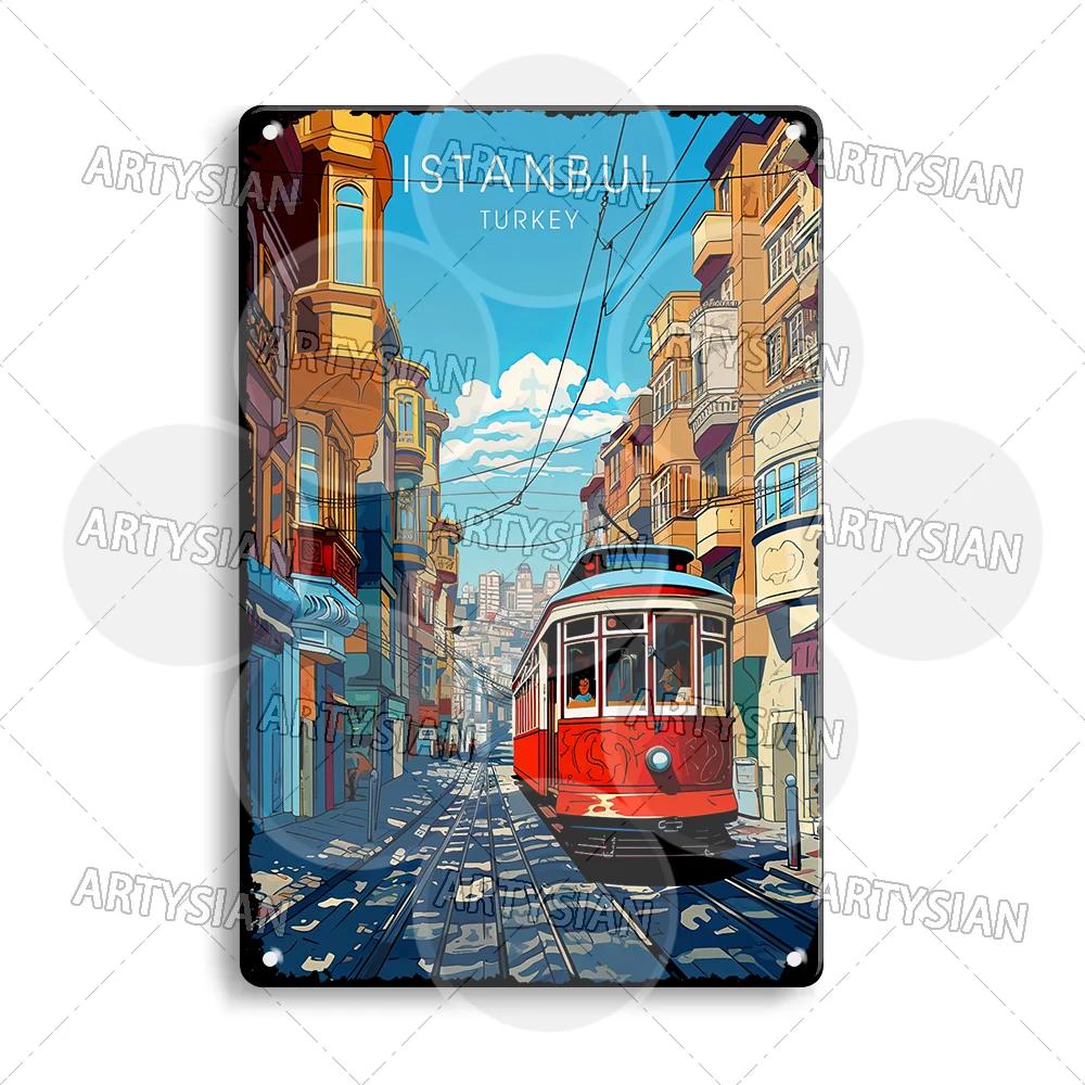 Netherlands Turkey Travel Cityscape Metal Sign Istanbul Bodrum Cappadocia Amsterdam Antalya Bodrum Giethoorn Metal Plaque