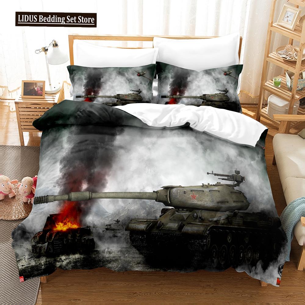 3D Tank Duvet Cover Tank Print War Military Weapon Theme For Children Teens Women Men Gifts For Bedroom Decorations Queen King