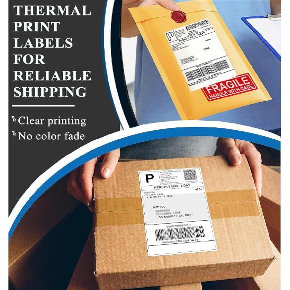 4" x 6" Thermal Labels, Fanfold Shipping Labels with Permanent Adhesive, White Printable Label Stickers for Barcodes, Addresses, Compatible with