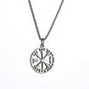 Gold Viking Necklace Men's, Viking Odin Logo Titanium Steel Hollow Compass Men's Pendant Necklace
