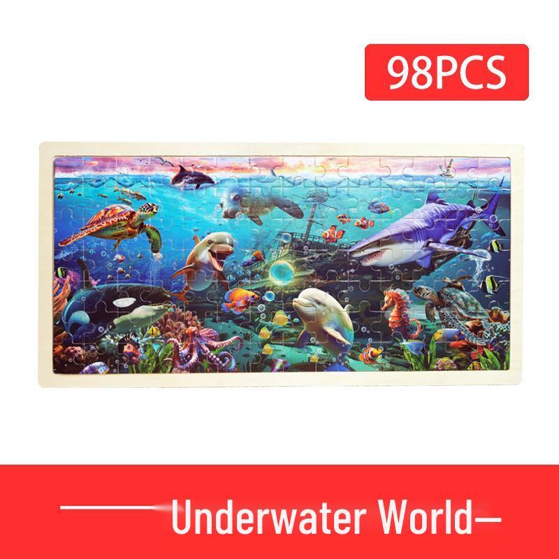 Wooden Animal Cartoon Jigsaw Puzzle Board - 30, 60, 98, 120-piece Toy for Early Childhood Education