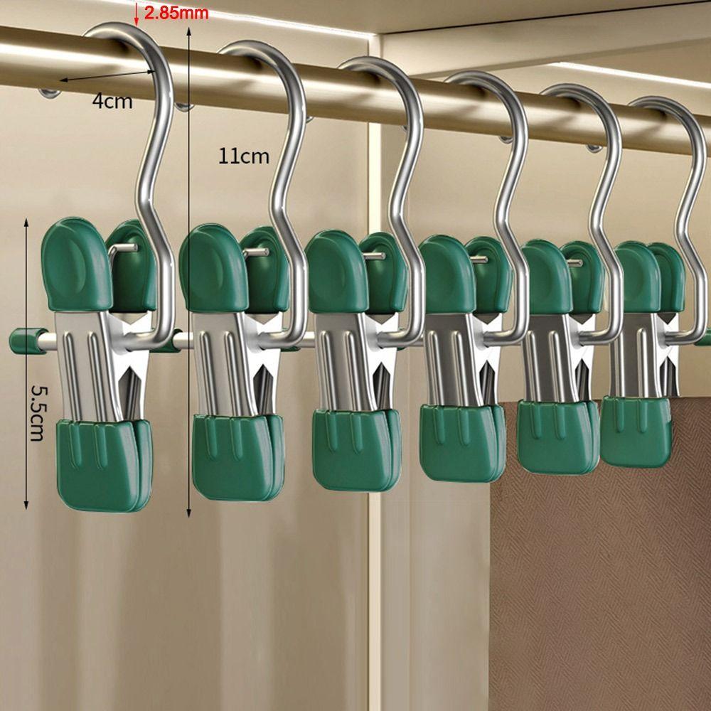 1/5/10PCS Windproof Stainless Steel Pants Clip with Hook Home Storage Rack  for Household