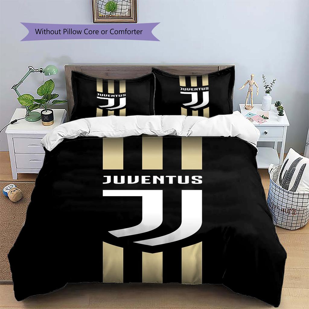 Juventus Football Club Pattern Bedding,Quilt Set Quilt Cover Pillowcase Home Birthday Gift(1 * Duvet Cover + 2 * Pillowcase, Without Core)