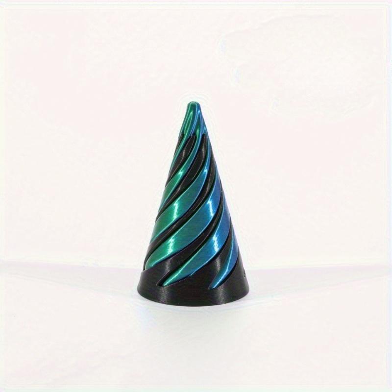 Kinetic Spinning Cone Double-Sided 3D Printed Mixed Color Plastic Spiral Novelty Desk Toy for Age14 Up Gift Pyramid Design Decor