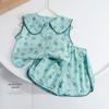 Baby Girl Summer Sleeveless Doll Collar Floral Shorts Two Piece Set Fashionable Versatile Casual Outfit For Toddlers